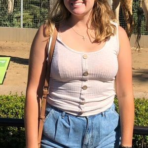 Free Kisses tank top - tan, size medium